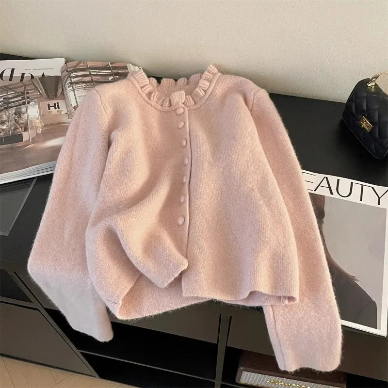 Cardigan ample en tricot pour femme – Veste élégante boutonnée
