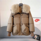 New Winter Warm Goose Down Jacket for Women – Thick Puffer Coat with Removable Fur Collar
