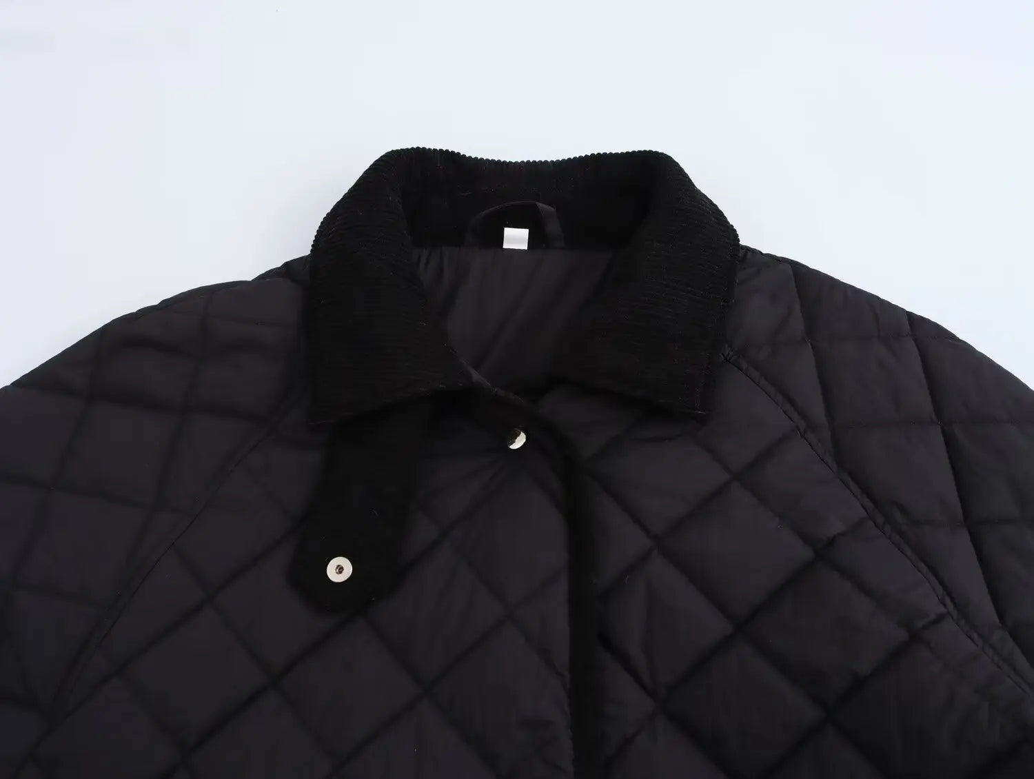 KASLEAD Women’s High Collar Diamond Pattern Jacket – Street Style Short Coat