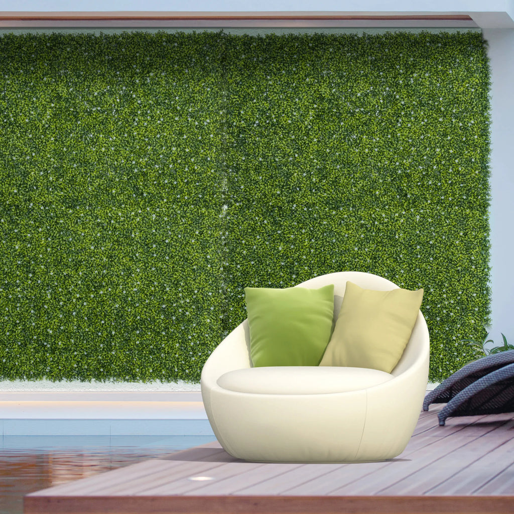Outsunny 12PCS Artificial Boxwood Wall Panels – 50×50cm Faux Grass Privacy Fence Screen
