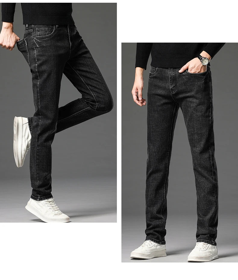 Cotton Stretch Jeans for Men – Classic Retro Slim Straight Fit