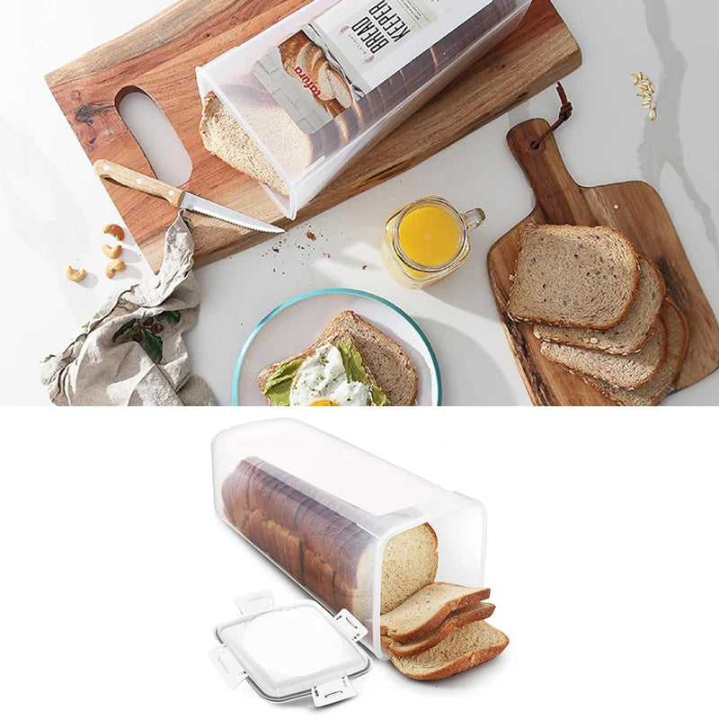 Clear Airtight Bread Box with Lid – Loaf & Sandwich Bread Storage Container