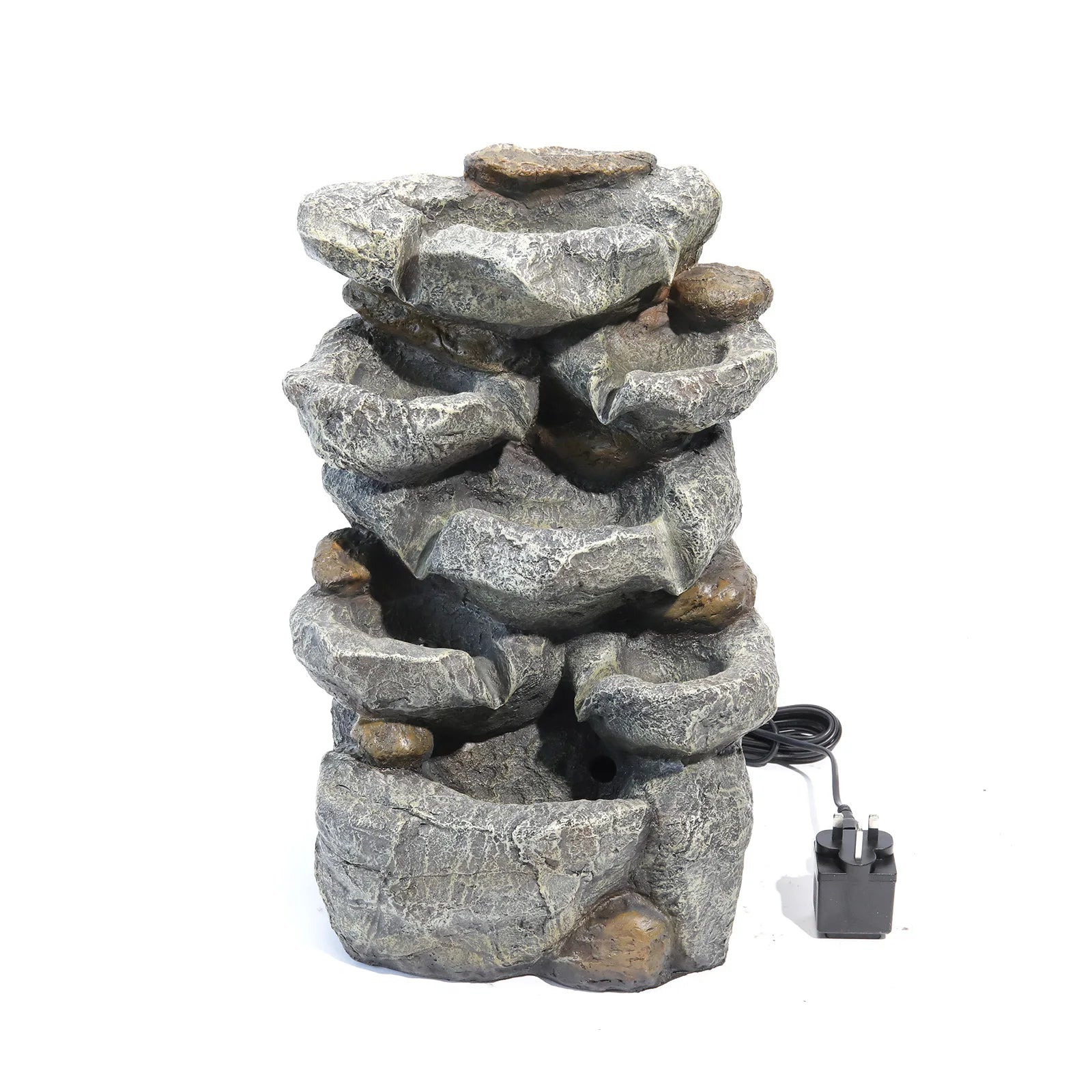 Tabletop Resin Water Fountain with LED Light – Indoor Zen Desk Decor Feature