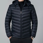 Men’s Winter Down Jacket – Lightweight Warm Puffer Coat with Hood, Casual Padded Parka