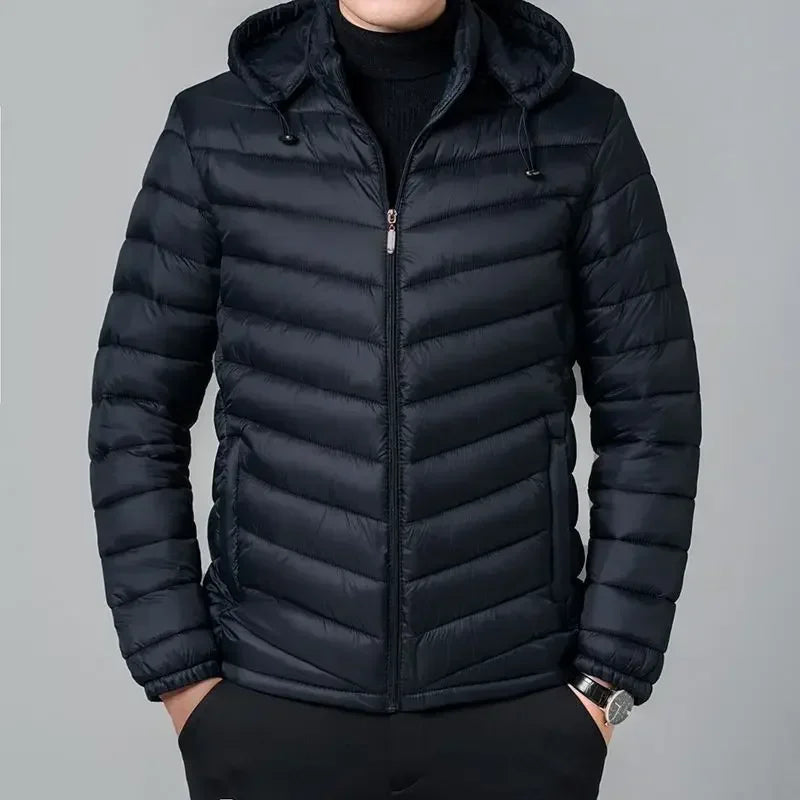 Men’s Winter Down Jacket – Lightweight Warm Puffer Coat with Hood, Casual Padded Parka
