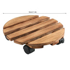 Wood Rolling Plant Stand Moveable Heavy Duty Lockable Thickened Plant Roller Base with Wheels for Indoor Outdoor Garden