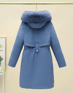 New Women Winter Jacket – Slim Long Coat with Big Fur Collar