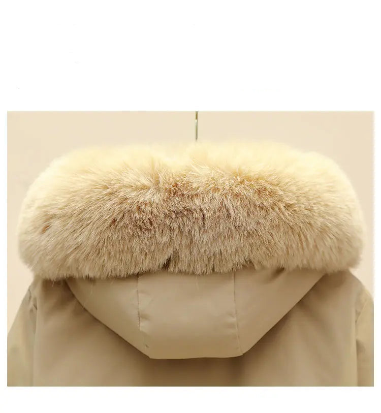 New Women Winter Jacket – Slim Long Coat with Big Fur Collar