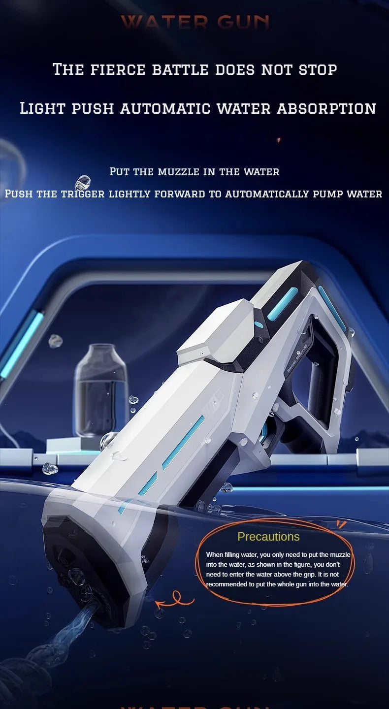 42cm Electric Water Gun – Automatic High-Pressure Water Blaster with Auto Water Absorption for Outdoor Summer Fun