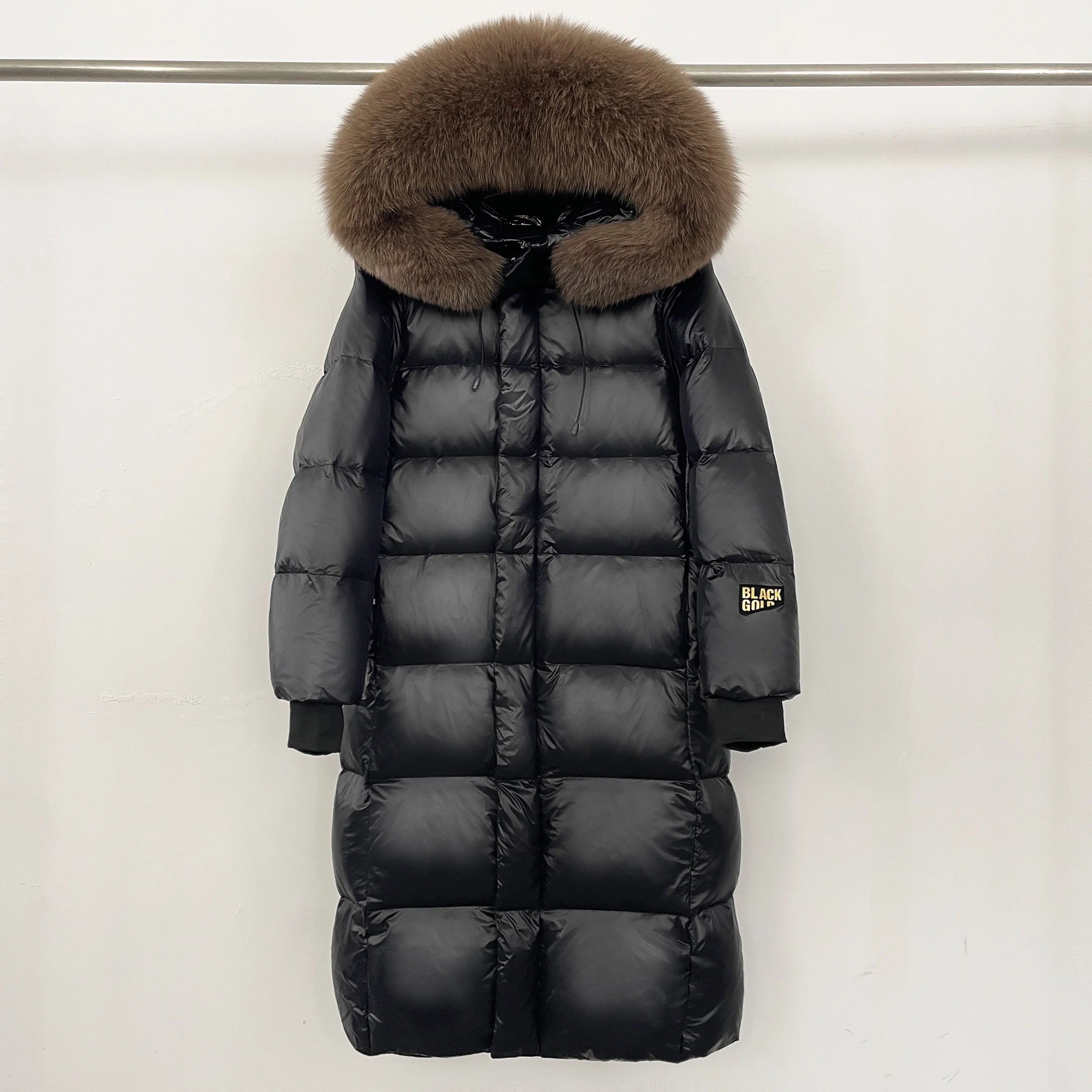 Reality Fur Over-the-Knee Puffer Jacket – Women’s Winter Coat with Raccoon Fur Hood