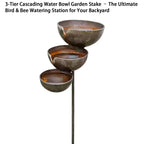 3-Tier Bee & Bird Water Station with Garden Stake – Decorative Outdoor Water Bowl for Bees, Butterflies & Birds