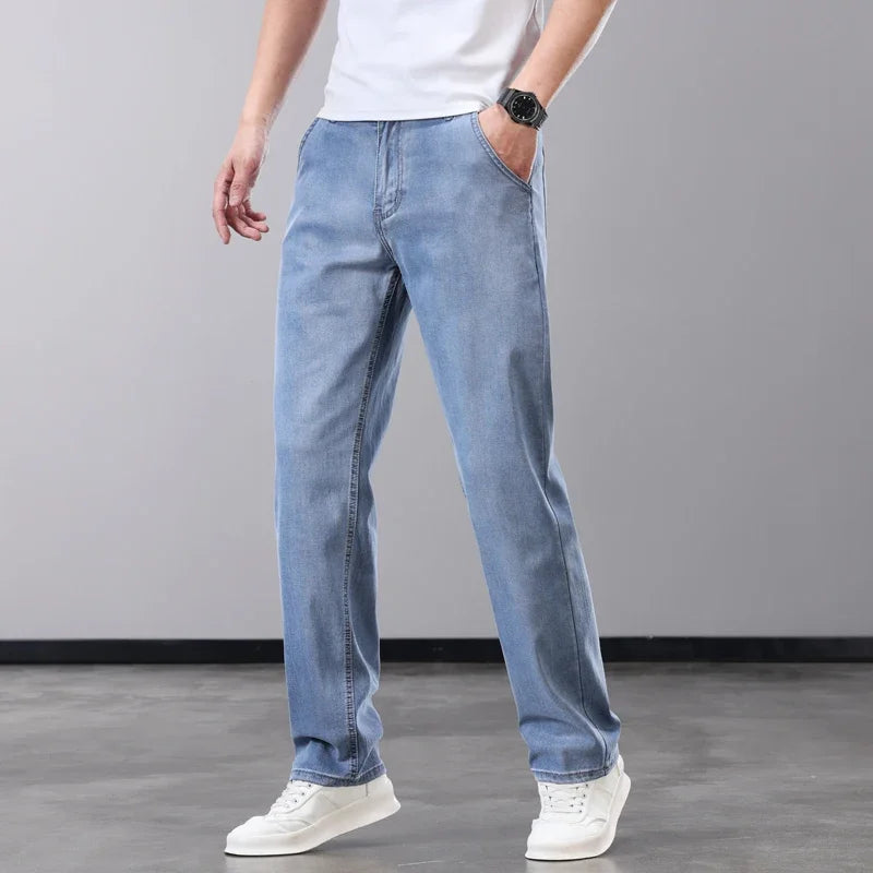 Summer Thin Men’s Jeans – Lyocell Fabric Soft Breathable Straight Denim Pants