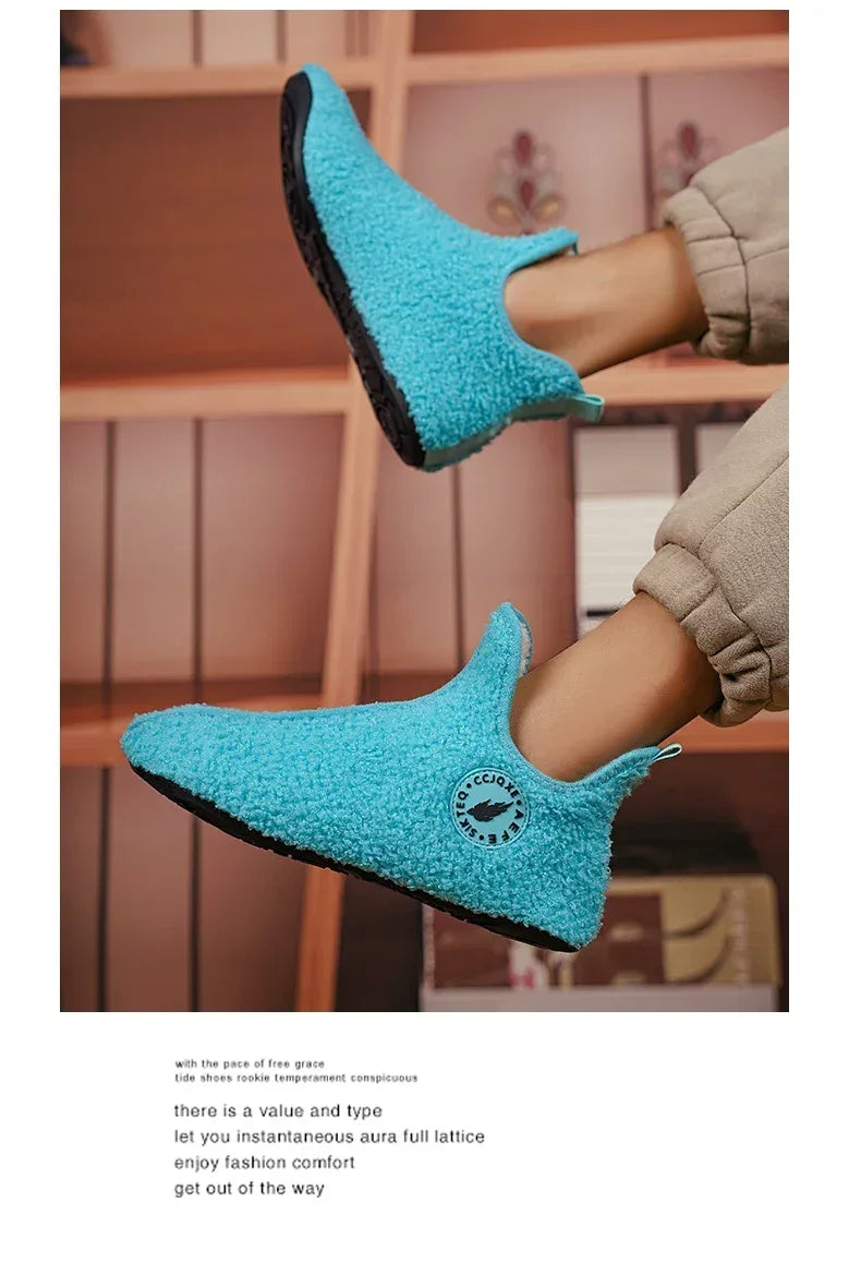 Men's Winter High-Top Plush Slippers – Warm, Lightweight & Non-Slip Indoor Outdoor Shoes