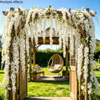 22PC White Rose Vine Wall Hangings – Artificial Orchid Flower Decoration Set for Weddings & Events