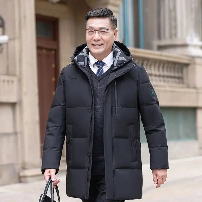 Men’s Hooded Parka – Thick Winter Cotton Jacket, Waterproof & Windproof Long Coat