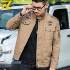 COMXZ Pure Cotton Jacket Men 2025 – Classic Stand-Up Collar, Casual Workwear Top