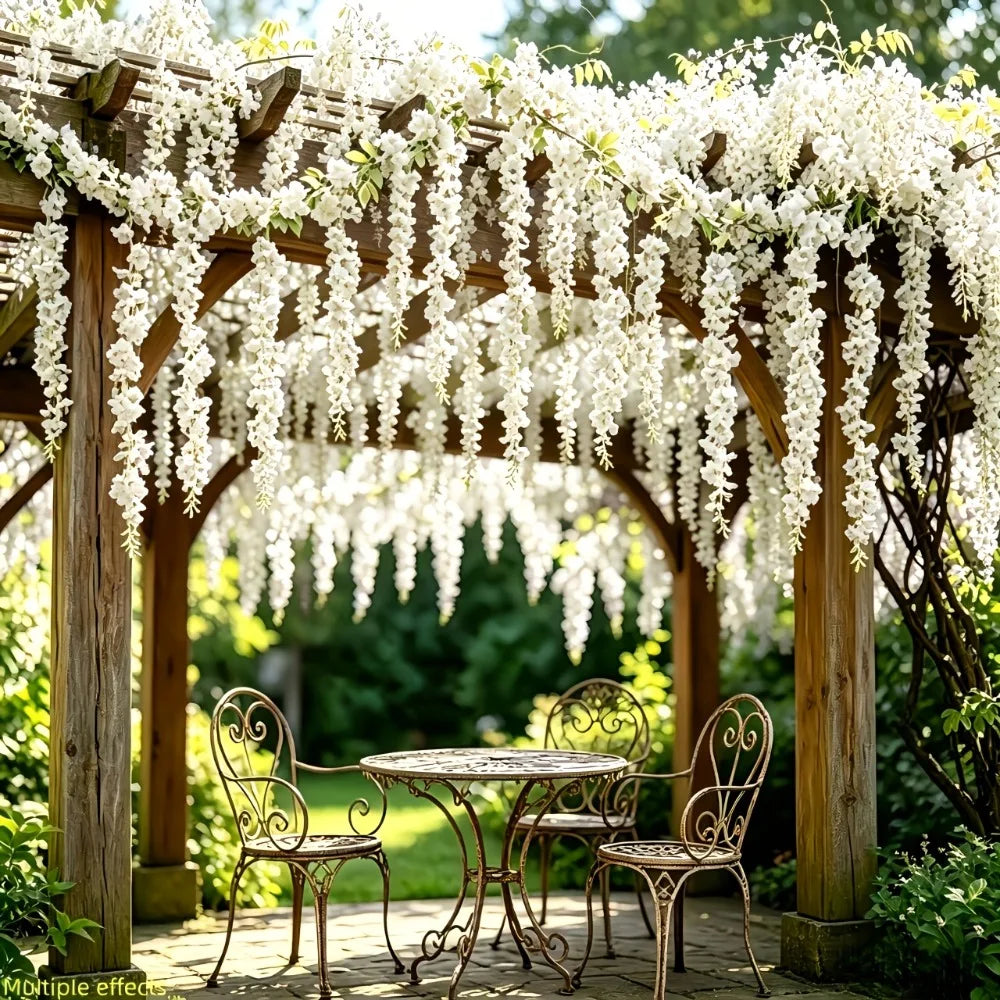 22PC White Rose Vine Wall Hangings – Artificial Orchid Flower Decoration Set for Weddings & Events