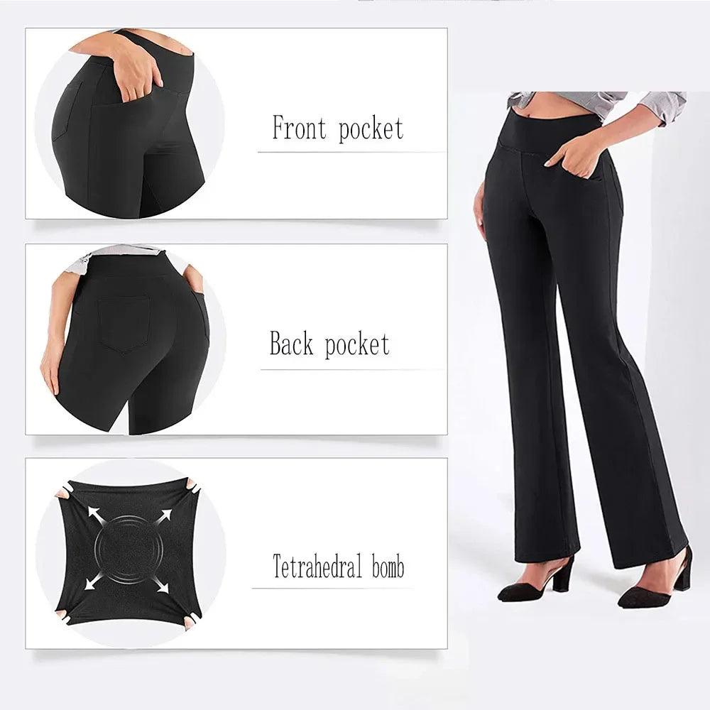 Women’s High Waist Yoga Pants – 4-Way Stretch Leggings with Pockets, Tummy Control