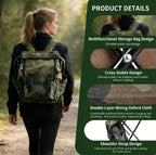 Folding Camping Stool Backpack Chair – Portable Fishing Seat with Storage Bag