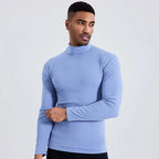 Heren Grote Maten Effen Coltrui Lange Mouw T-Shirt – Casual Warme Onderlaag (2-pack)