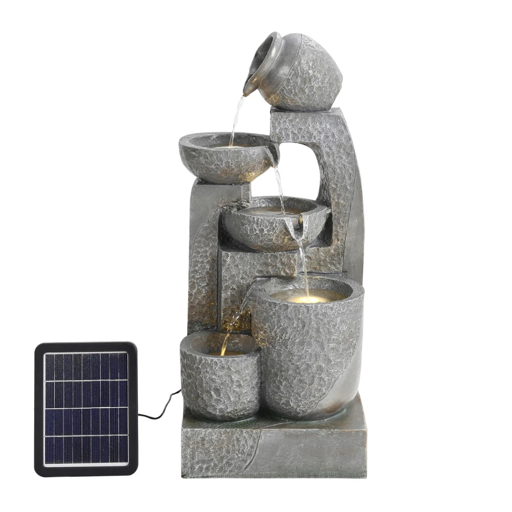 Cascade Solar Water Fountain – Outdoor Garden Patio Feature for Balcony Use