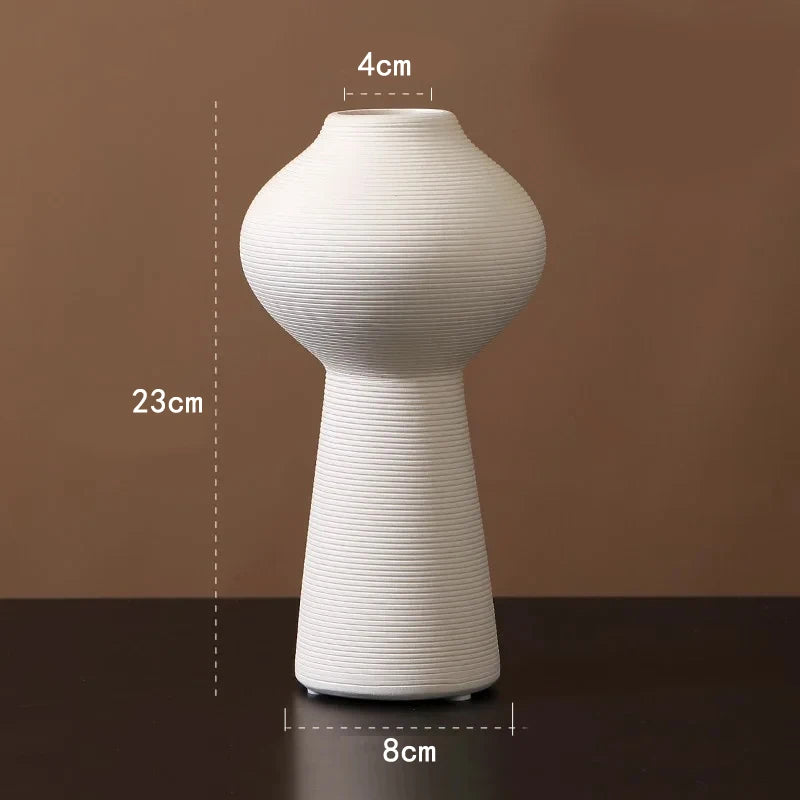 Minimalist Handmade Zen Ceramic Vase – Black & White Hand-Drawn Art for Living Room & Home Decor