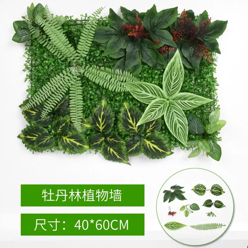 40X60cm 3D Artificial Green Plant Wall Panel – Realistic Grass Flower Wall Background Decor for Wedding, Garden & Outdoor Events