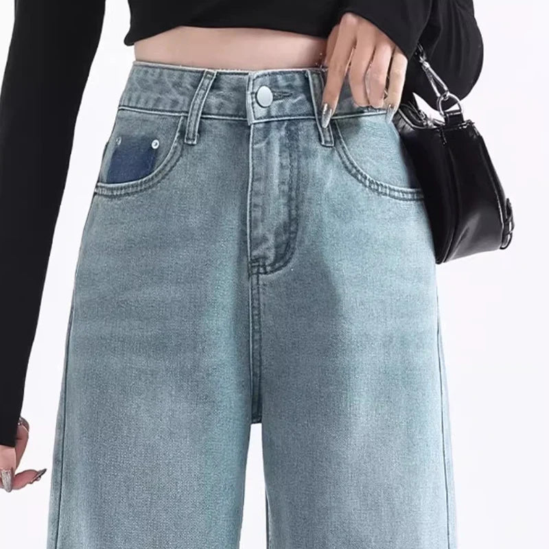 Girls Fashion Baggy High Waist Jeans