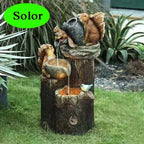 E2 Duck Solar Power Squirrel Resin Patio Fountain Garden Design With Led Light Garden Decoration Outdoor Simulation Decoration