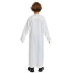 Thawb pour adolescent musulman – Jubba à col rond couleur café