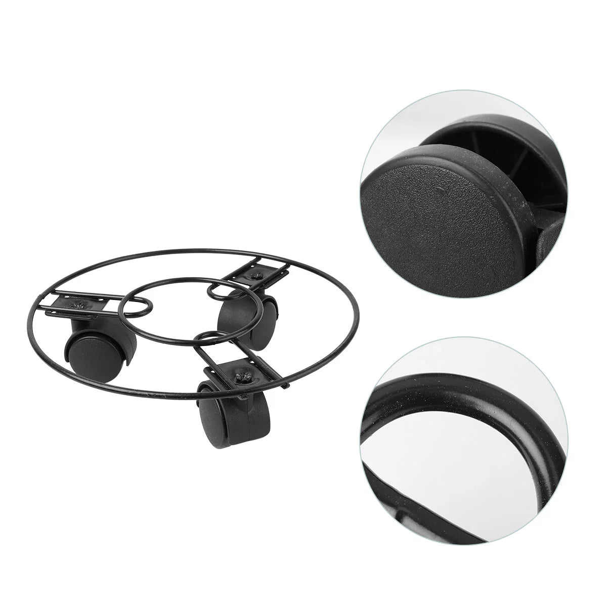 Flower Pot Tray Potted Plants Stand Round Rack Flowerpot Movable Shelf with Wheels Metal Rolling Coaster