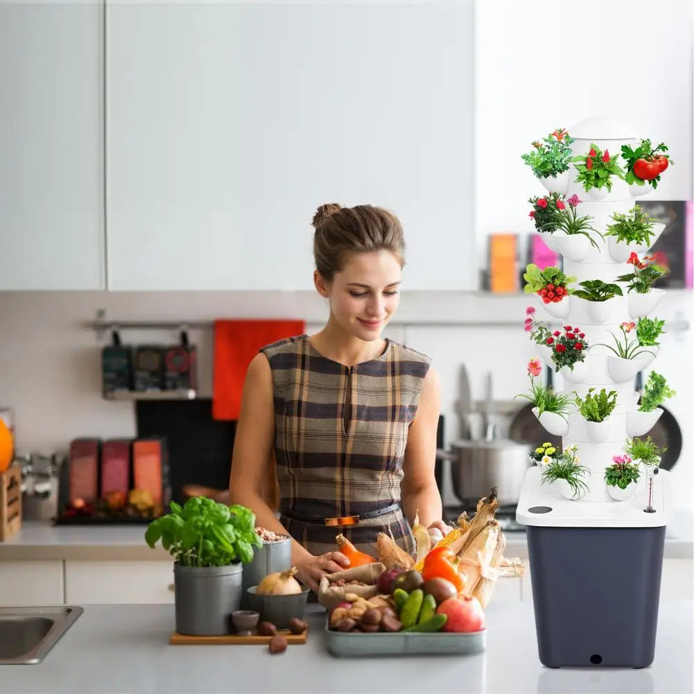 Tour de culture hydroponique d'intérieur à 6 niveaux – Jardinière verticale pour herbes aromatiques, fruits et légumes