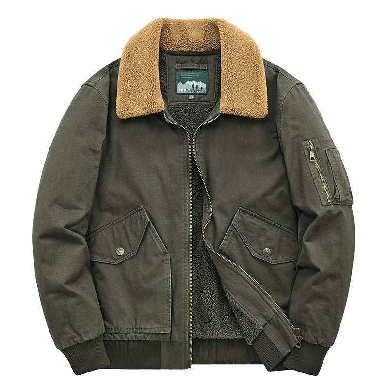 Men’s Cotton Winter Jacket – Thick Casual Cotton-Padded Lapel Coat