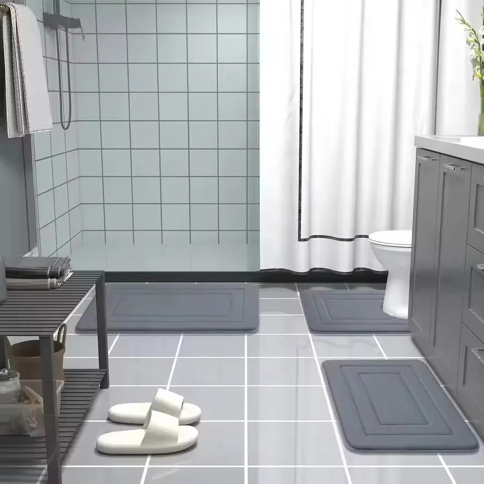 Thickened Super Absorbent Bathroom Floor Mat – Non-Slip Quick Dry Flannel Rug