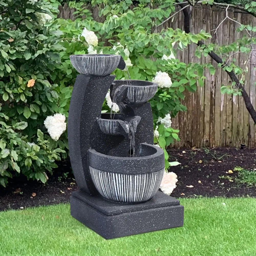 Tabletop Resin Water Fountain with LED Light – Indoor Zen Desk Decor Feature