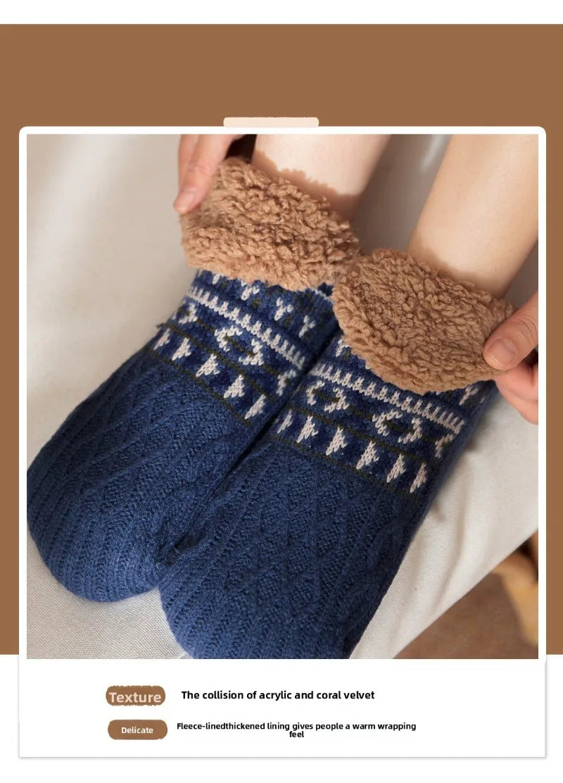 Super Warm Non-Slip Winter Slipper Socks – Fluffy Fleece Home Socks for Men & Women