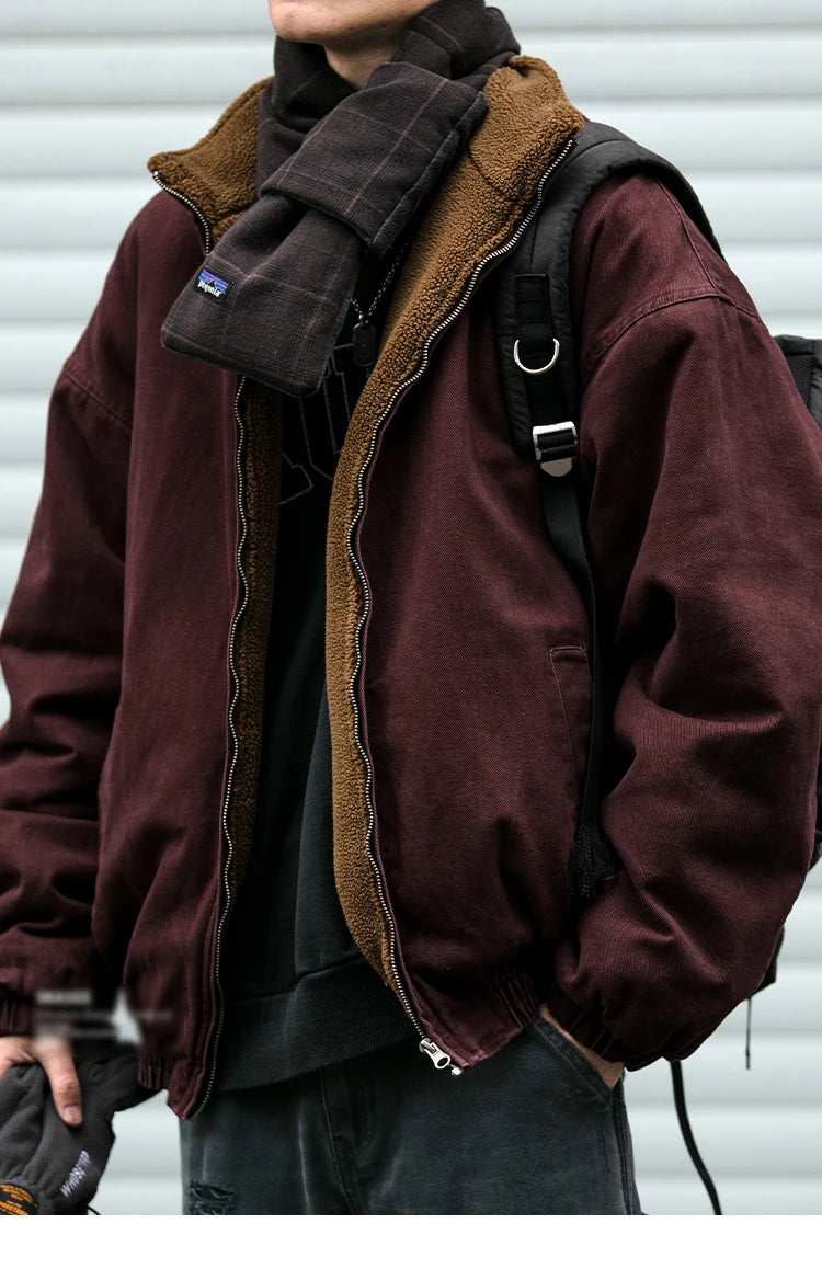 Bird Mountain Japanese Vintage Polar Fleece Jacket – Men’s Winter Streetwear Coat