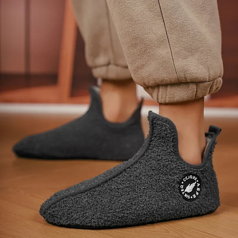 Men's Winter High-Top Plush Slippers – Warm, Lightweight & Non-Slip Indoor Outdoor Shoes
