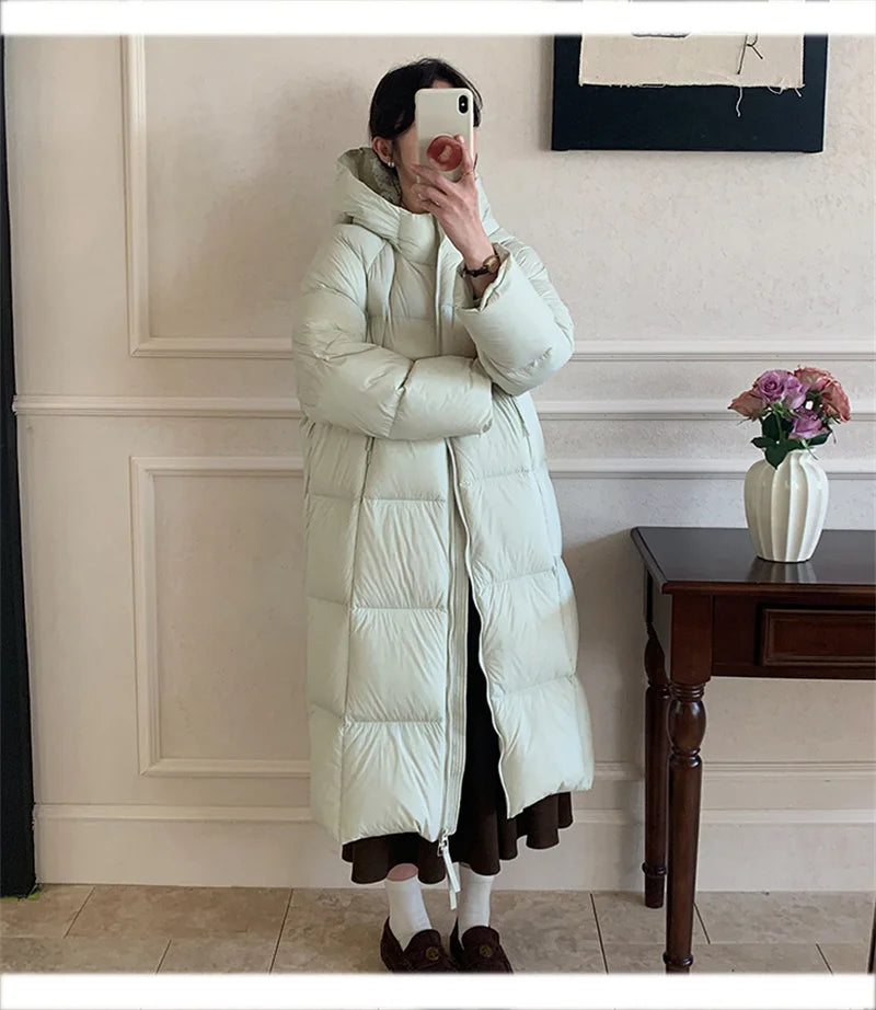 ZAROY Women's Winter Jacket – Cotton-Padded Hooded Long Puffer Coat