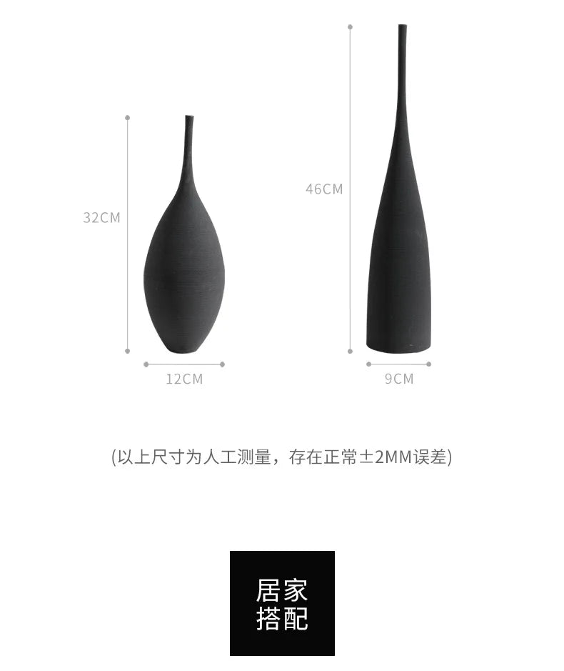Minimalist Handmade Zen Ceramic Vase – Black & White Hand-Drawn Art for Living Room & Home Decor