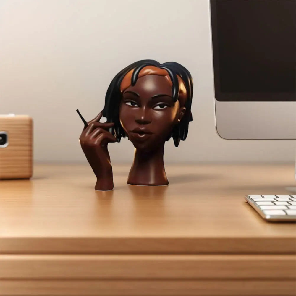 Black Woman Resin Head Incense Burner – Censer & Stick Holder for Home Décor