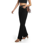 Women’s High Waist Straight Leg Jeans – Stretchy Slim Fit Office Trousers