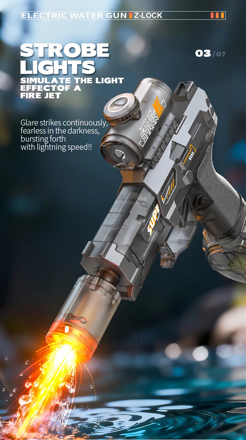 Simulated Recoil Electric Water Gun Toy with Automatic Lights & Water Spray Feature