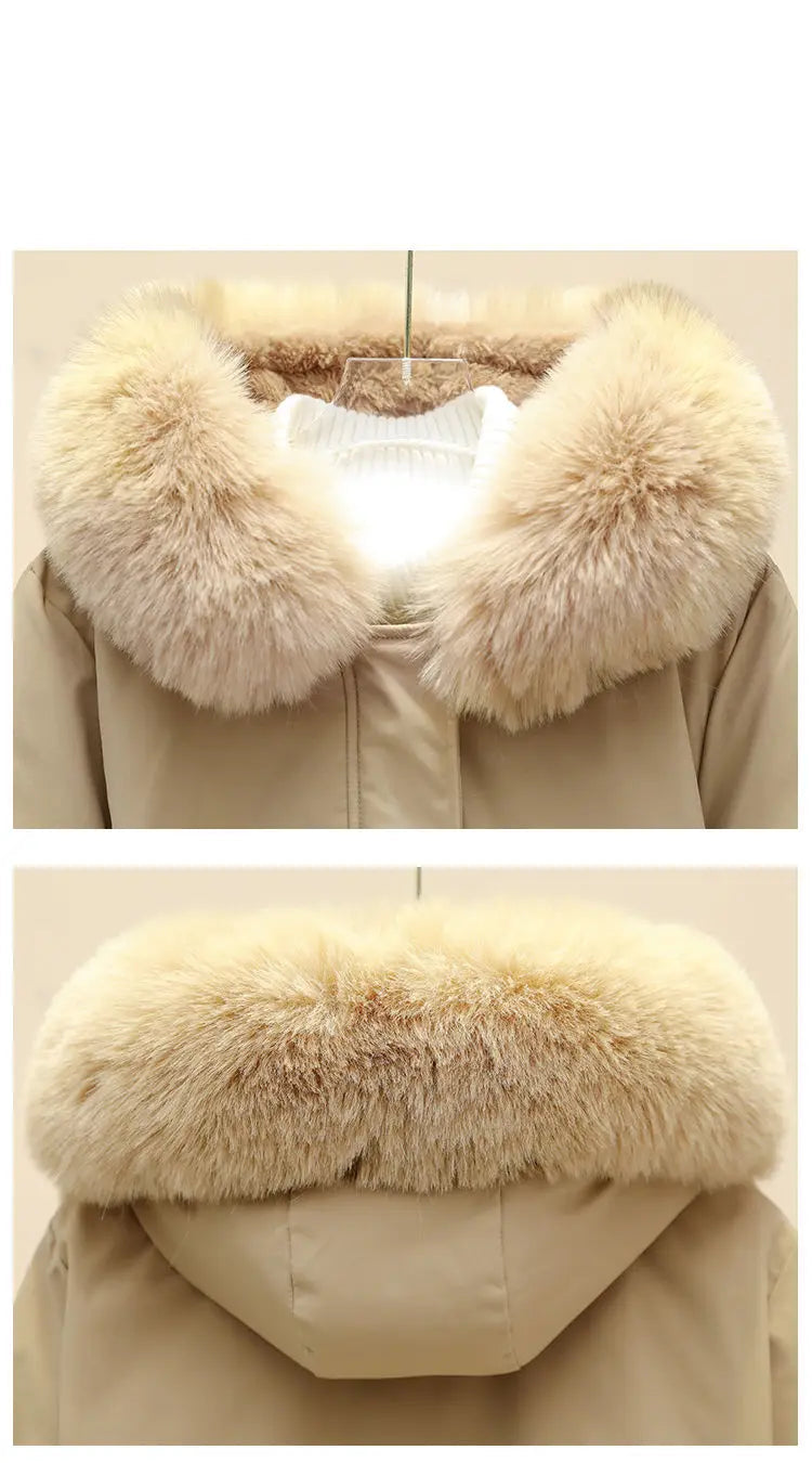 New Women Winter Jacket – Slim Long Coat with Big Fur Collar