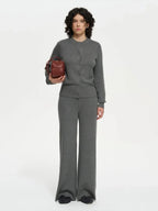 Ensemble cardigan et pantalon pour femme – Costume pull slim 2 pièces