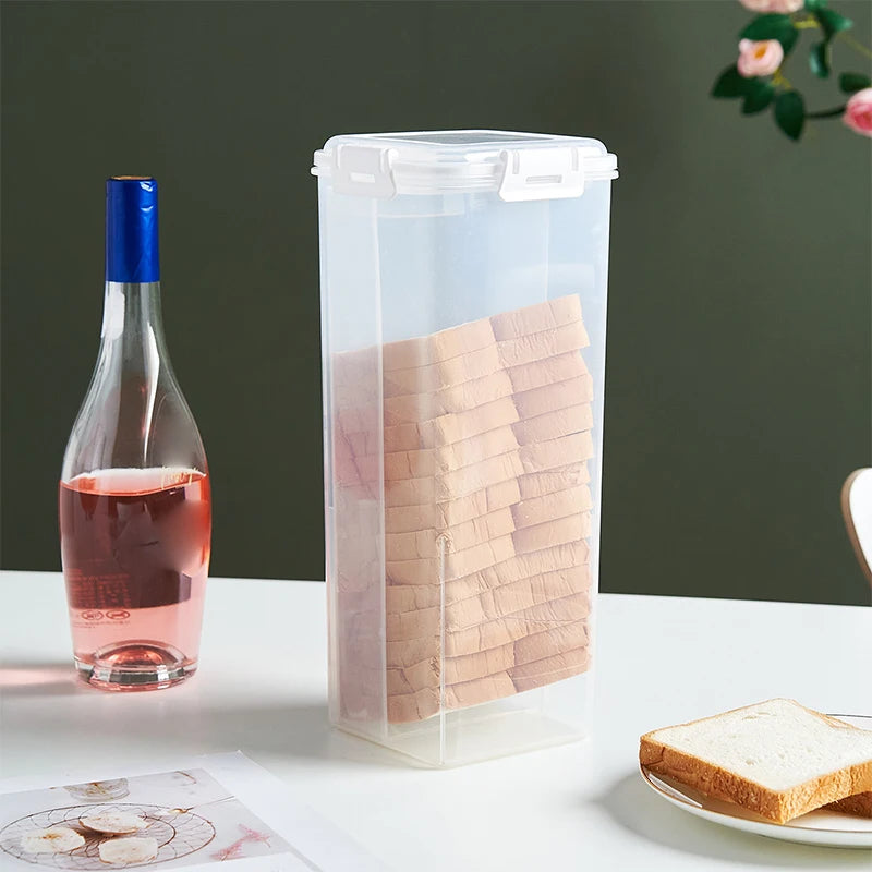 Clear Airtight Bread Box with Lid – Loaf & Sandwich Bread Storage Container