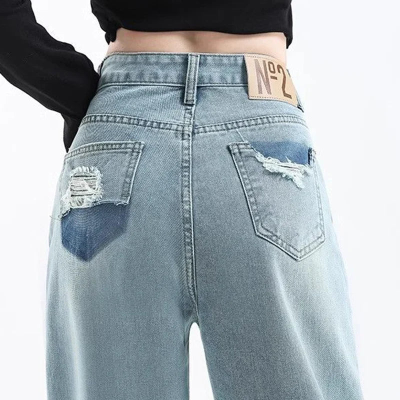 Girls Fashion Baggy High Waist Jeans