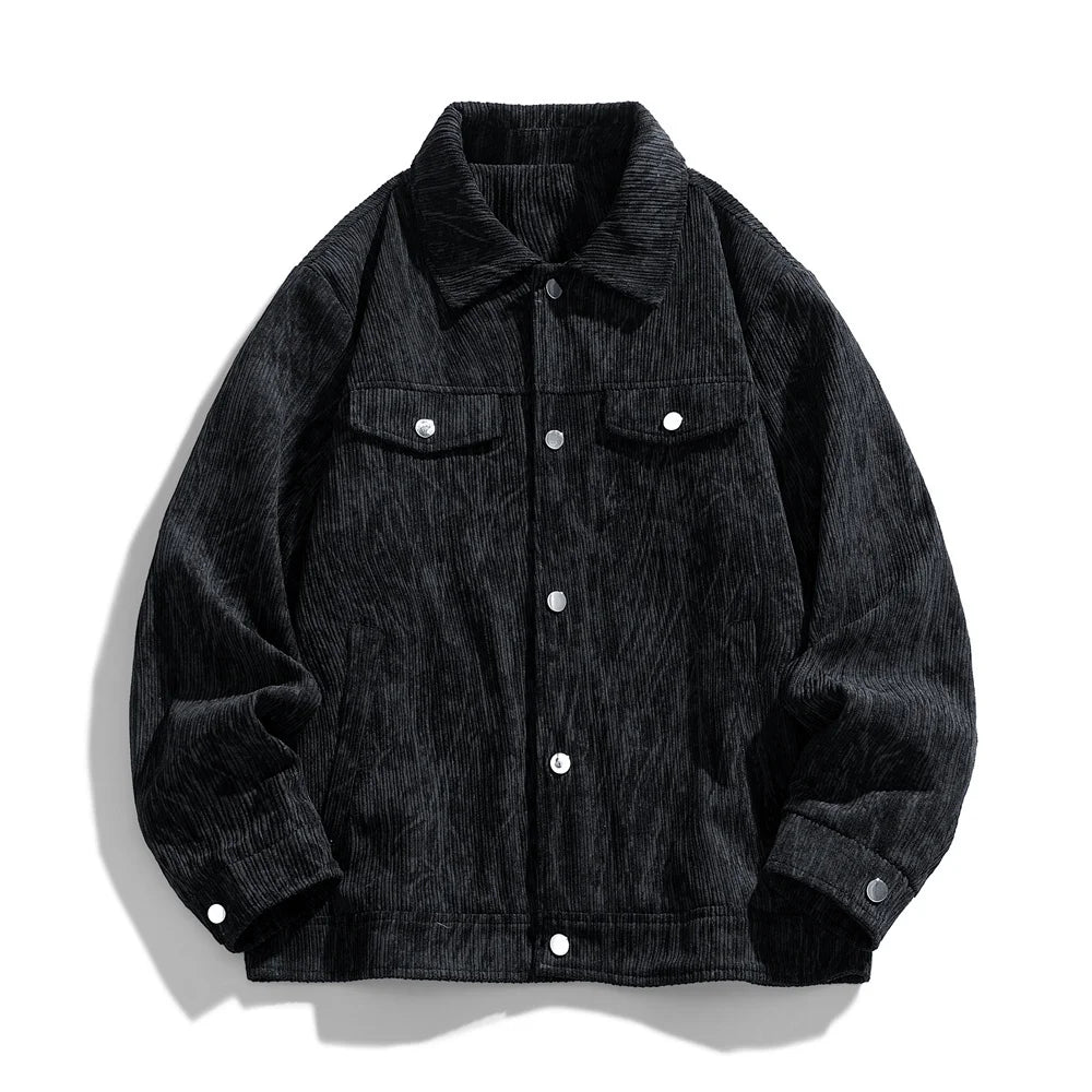 Japanese-Style Retro Corduroy Lapel Jacket – Autumn/Winter Casual Outerwear