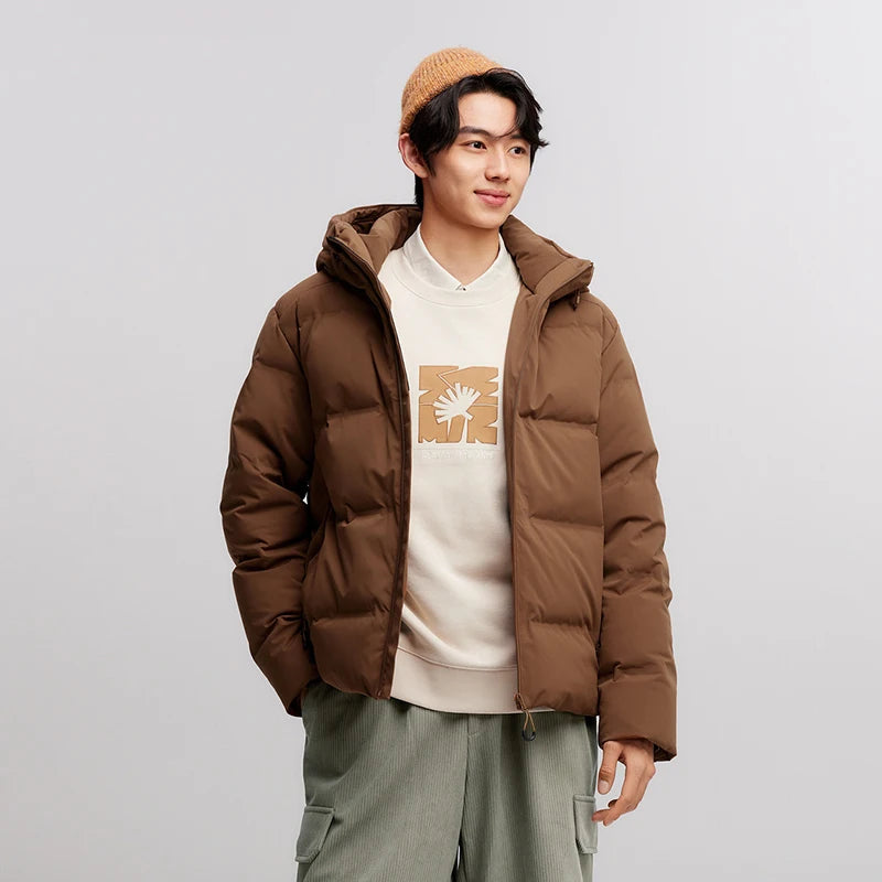 Semir Down Jacket Men 2024 New Winter Waterproof Outerwear Textured Hooded Top Versatile
