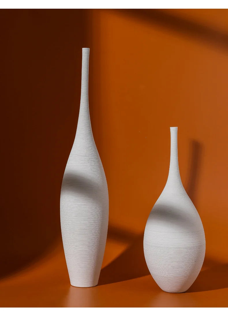 Minimalist Handmade Zen Ceramic Vase – Black & White Hand-Drawn Art for Living Room & Home Decor